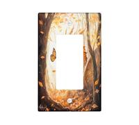 Fall Dragons Butterflies Decorative Light Switch Cover Wall Plate 1 Gang Single Rocker, Autumn Country Forest Electrical Faceplate for Kitchen Bathroom, Animal Switchcover Decor