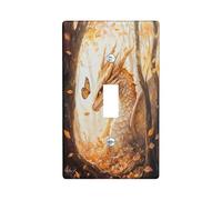 Fall Dragons Butterflies Decorative Light Switch Cover Wall Plate 1 Gang Single Toggle, Autumn Country Forest Electrical Faceplate for Kitchen Bathroom, Animal Switchcover Decor