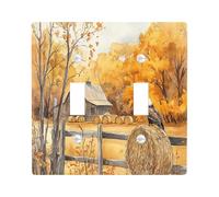 Fall Eagle Bird Decorative Light Switch Cover Plate 2 Gang Double Toggle, Autumn Farmhouse Barn Electrical Switchplate, Farm Faceplate for Kitchen Living Room Decor