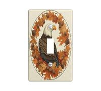 Fall Eagle Bird Decorative Light Switch Cover Wall Plate 1 Gang Single Toggle, Autumn Acorns Maple Leaf Electrical Faceplate for Kitchen Bathroom, Plant Switchcover Decor
