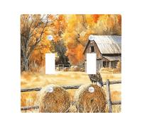 Fall Eagle Bird Decorative Light Switch Cover Wall Plate 2 Gang Double Toggle, Autumn Farmhouse Barn Electrical Switchplate Farm Faceplate for Kitchen Living Room Decor
