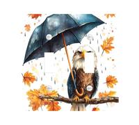 Fall Eagle Bird Decorative Light Switch Cover Wall Plate 2 Gang Double Toggle, Fun Autumn Umbrellas Electrical Switchplate Maple Leaf Faceplate for Kitchen Living Room Decor