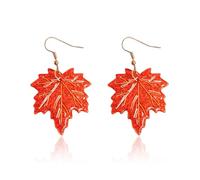Fall Earrings Dangle Red Maple Leaf Earrings Thanksgiving Drop Dangle Holiday Jewelry Gifts Fall Dresses for Women, Metal, No Gemstone