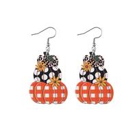 Fall Earrings for Women Pumpkin Dangle Earrings Wooden Thanksgiving Earrings Pumpkin Maple Leaf Earrings Autumn Earrings for Women Thanksgiving Holiday Jewelry, L, wooden, No Gemstone