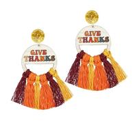 Fall Earrings for Women Thanksgiving Earrings Cute Turkey Pumpkin Thanksgiving Drop Dangle Earrings Colorful Handmade Tassel Fall Earrings Autumn Festival Jewelry Gift, Resin Acrylic Polyester, No