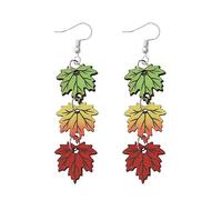 Fall Earrings For Women, Thanksgiving Halloween Handmade Wooden Pumpkin Leaf Ghost Bat Holiday Witch Dangle Funny Lightweight Earrings For Women Cute, Zinc, No Gemstone