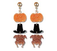 Fall Earrings for Women Thanksgiving Pumpkin Earring Fall Turkey Maple Leaf Earrings Autumn Holiday Jewelry Gifts Dress Costume Accessories, M, Alloy Steel, No Gemstone