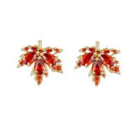 fall earrings red maple leaf earrings for women orange crystal earrings fall earrings small hoop earrings elegant leaf earrings for women wedding jewelry graduation bridal, Zinc, Not a gemstone
