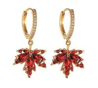 fall earrings red maple leaf earrings for women orange crystal earrings fall earrings small hoop earrings elegant leaf earrings for women wedding jewelry graduation bridal, Zinc, Not a gemstone