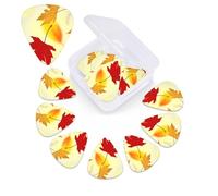Fall Falling Leaves Print Guitar Picks 12 Pack Guitar Plectrums with Storage Box Bass Picks For Acoustic Guitar Bass Electric Ukulele Includes 0.46mm, 0.71mm, 0.96mm