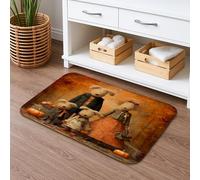Fall Family Themed Bath Mat, Autumn Cozy Bears Cartoon Design Non Slip Shower Mat, Halloween Memory Foam Washable Bath Rugs for Bathroom Toilet Restroom Decorative 16x24 Inch