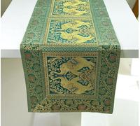 Fall Farmhouse Indian Christmas Table Runner - 60x16 Inches Silk Decorative Boho Burlap Dining Thanksgiving Table Decor Elephant Design for Holiday Home Decoration & Parties