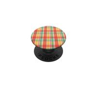 fall festive checker harvest orange brown green autumn plaid PopSockets Adhesive PopGrip