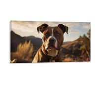 Fall Field & Mountain Canvas Wall Art, Serious Boxer Dog Posters W/Framed Autumn Season Wall Decor for Office Nursery School, Housewarming Gifts, 20x40CM