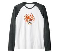 Fall Fighter: Autumn Warrior Embraces Seasonal Change Raglan Baseball Tee, Men, Dark Heather/White, S
