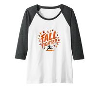 Fall Fighter: Autumn Warrior Embraces Seasonal Change Raglan Baseball Tee, Women, Dark Heather/White, XXL