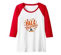 Fall Fighter: Autumn Warrior Embraces Seasonal Change Raglan Baseball Tee, Women, Red/White, XXL