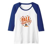 Fall Fighter: Autumn Warrior Embraces Seasonal Change Raglan Baseball Tee, Women, Royal Blue/White, XL