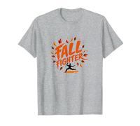 Fall Fighter: Autumn Warrior Embraces Seasonal Change T-Shirt, Men, Heather Grey, 3XL
