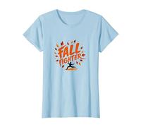 Fall Fighter: Autumn Warrior Embraces Seasonal Change T-Shirt, Women, Baby Blue, XXL