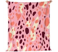 Fall Flannel Throw Blanket Leopard Print Pink Fashion Blankets Flannel Cozy Plush, Pink Wine Red Soft Warm Blankets Bed, Halloween Decorations,Girl, Woman,Adults 80 x 120 cm