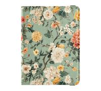 Fall Flower Sage Green Passport and Vaccine Card Holder Combo Travel Documents Organizer Protector Passport Holder Combo with Vaccine Card Slot for Travel Essential Waterproof