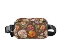 Fall Flowers Carnation Rosemary Rose Gold Trendy Waist Pack Crossbody Bag for Women Men Teenagers Multipurpose, Flowers Carnation Daffodils Gladiolus Brown, One Size