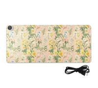 Fall Flowers Daffodils Peach Heated PU Mouse Pad 31.5 x 13 in Hand Warmer Desk Pad for Home Office Desk Writing Essentials