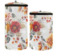 Fall Flowers Dahlia Cherry Birds Silver Shoe Washing Bags Sneaker Washing Bag 2pcs Mesh Laundry Bag Bag To Wash Shoes, fall Flowers Dahlia Cherry birds Silver, One Size, Modern