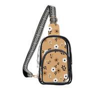 Fall Flowers Leaves Brown Pattern Clear Sling Bag Shoulder Crossbody Bags