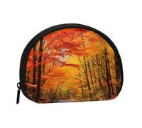 Fall Foliage Coin Purse Personalized Coin Bag for Women Men Change Purse Small Wallets with Zipper Mini Shell Coin Pouch Outdoor Shopping Change Storage Bag Handbags Gifts