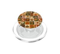 Fall Folk Art Cozy Cottagecore Tile Autumn Pumpkin Pattern PopSockets PopGrip for MagSafe