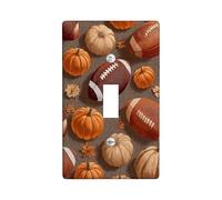 Fall Football Light Switch Cover Plates/Outlet Covers, Rustic Orange Pumpkins Design for Home Decor, Thermoplastic Wall Plates, Standard Size Single Toggle