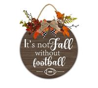Fall & Football Wreath Sign It is Not Fall Without Football Autumn Pumpkins Farmhouse Welcome Wreath Sign for Home Retro Hanging Wall Signs for Thanksgiving Autumn Decorations 28x28 CM