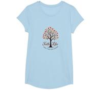Fall for Jesus: Faith Like Falling Leaves Christian Quote T-Shirt, Girls, Baby Blue, Large