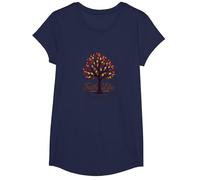 Fall for Jesus: Faith Like Falling Leaves Christian Quote T-Shirt, Girls, Navy, Medium