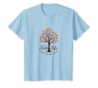 Fall for Jesus: Faith Like Falling Leaves Christian Quote T-Shirt, Kids, Baby Blue, 12 Years