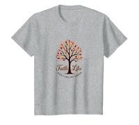 Fall for Jesus: Faith Like Falling Leaves Christian Quote T-Shirt, Kids, Heather Grey, 3 Years