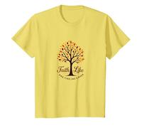Fall for Jesus: Faith Like Falling Leaves Christian Quote T-Shirt, Kids, Lemon, 8 Years