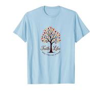 Fall for Jesus: Faith Like Falling Leaves Christian Quote T-Shirt, Men, Baby Blue, XXL