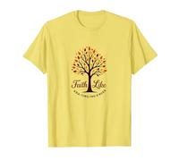 Fall for Jesus: Faith Like Falling Leaves Christian Quote T-Shirt, Men, Lemon, L