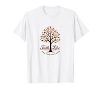 Fall for Jesus: Faith Like Falling Leaves Christian Quote T-Shirt, Men, White, XL