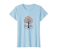 Fall for Jesus: Faith Like Falling Leaves Christian Quote T-Shirt, Women, Baby Blue, XL