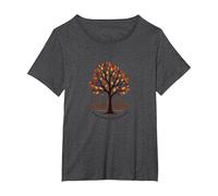 Fall for Jesus: Faith Like Falling Leaves Christian Quote T-Shirt, Women's Plus, Dark Heather Grey, 6X