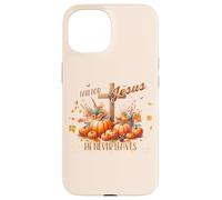 Fall for Jesus He Never Leaves Christian Autumn Case for iPhone 15
