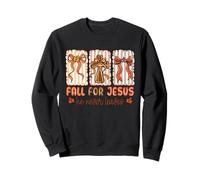 Fall For Jesus He Never Leaves Christian Autumn Faith Women Sweatshirt