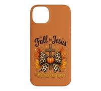 Fall for Jesus He Never Leaves Christian Faith Cross Pumpkin Case for iPhone 14 Plus
