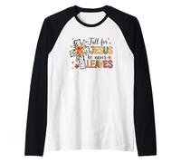 Fall For Jesus He Never Leaves Cross Raglan Baseball Tee