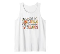 Fall For Jesus He Never Leaves Cross Tank Top