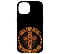 Fall For Jesus He Never Leaves Graphic Christian Design Case for iPhone 14